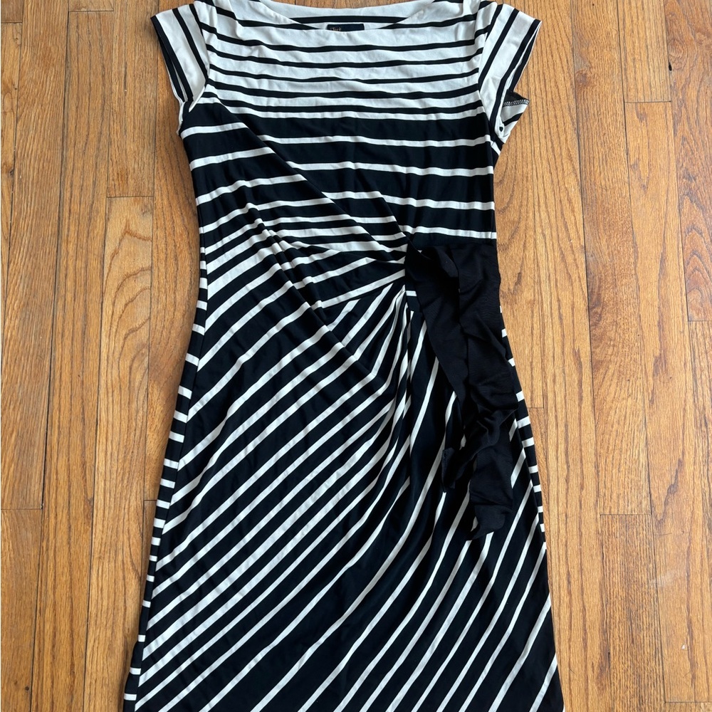 Taylor Black and White Striped Dress